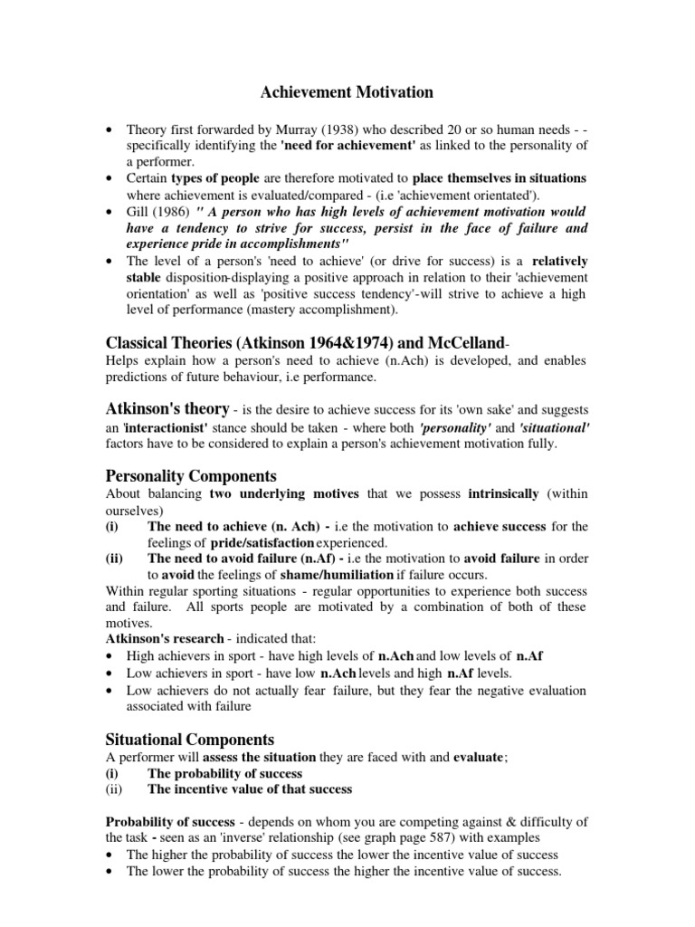 Achievement Motivation Notes | PDF | Motivation | Motivational