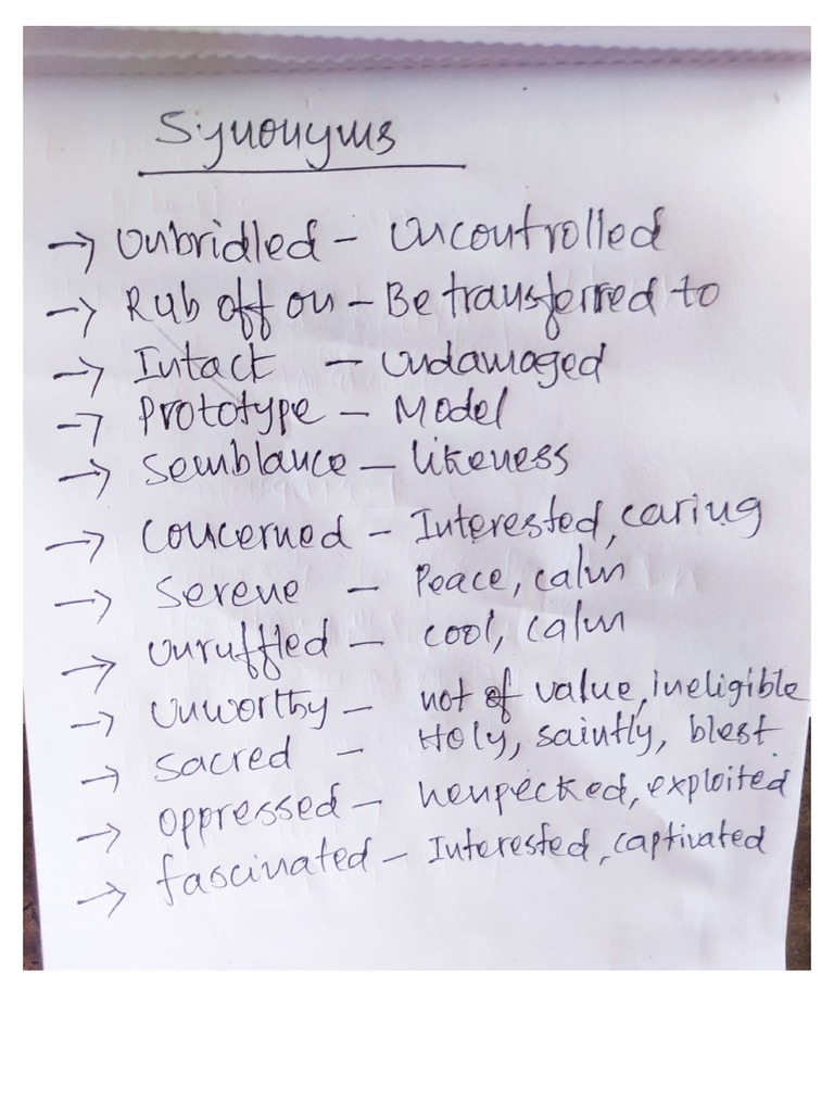 Synonyms and Antonyms of Mid-1 | PDF