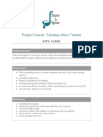 Tabletop Menu Tablets Project Charter