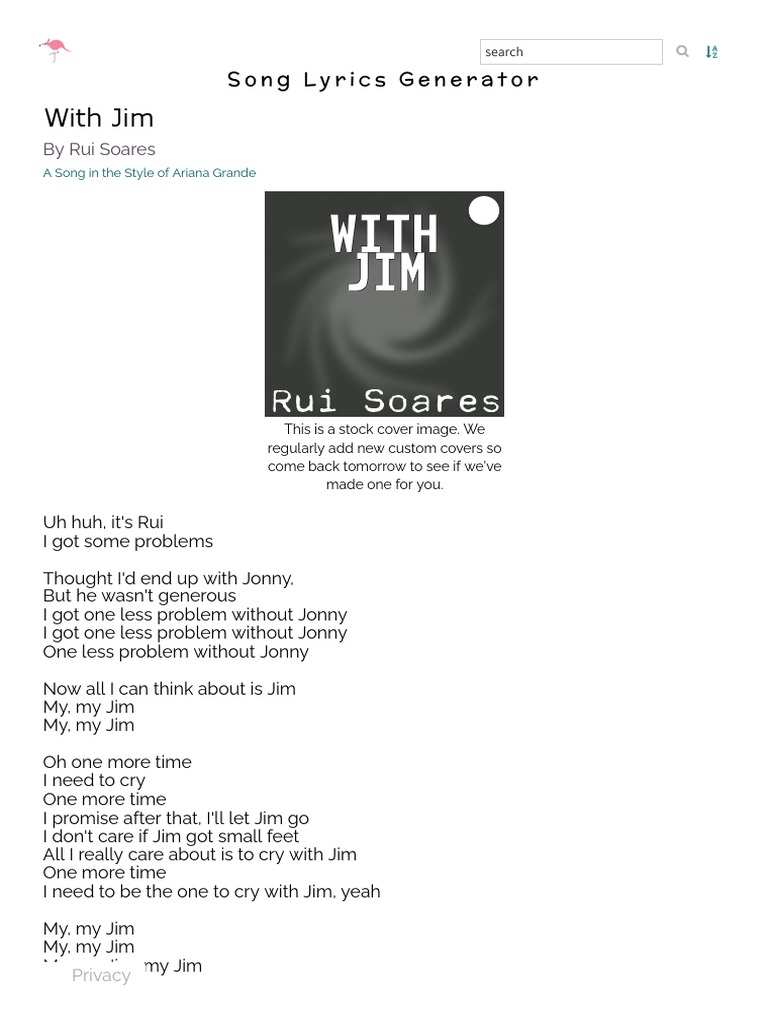 Song Lyrics Generator: My My Jim | PDF | Internet Privacy