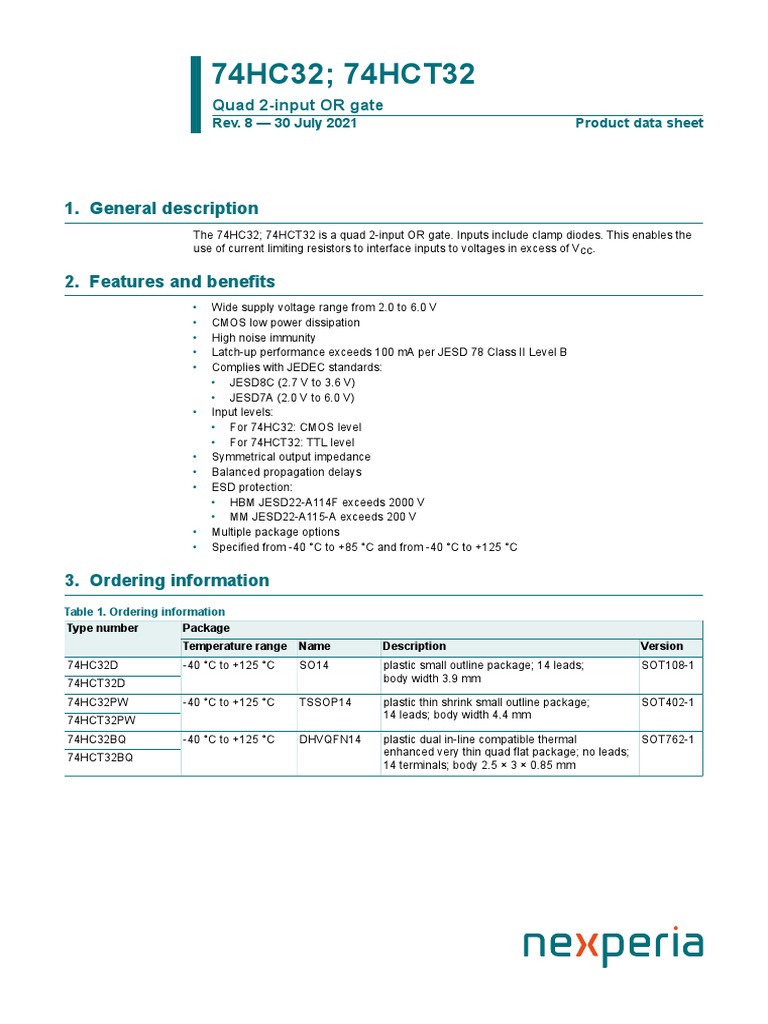 74HC HCT32 | PDF | Logic Gate | Electricity