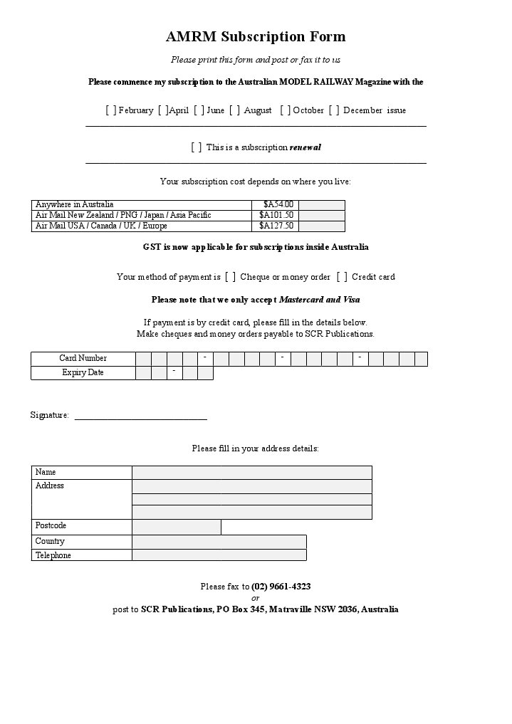 AMRM Subscription Form | PDF