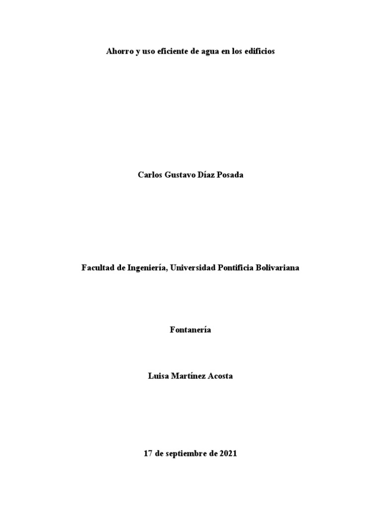 Ahorro Y Uso Eficiente De Agua En Los Edificios Pdf Agua Uso