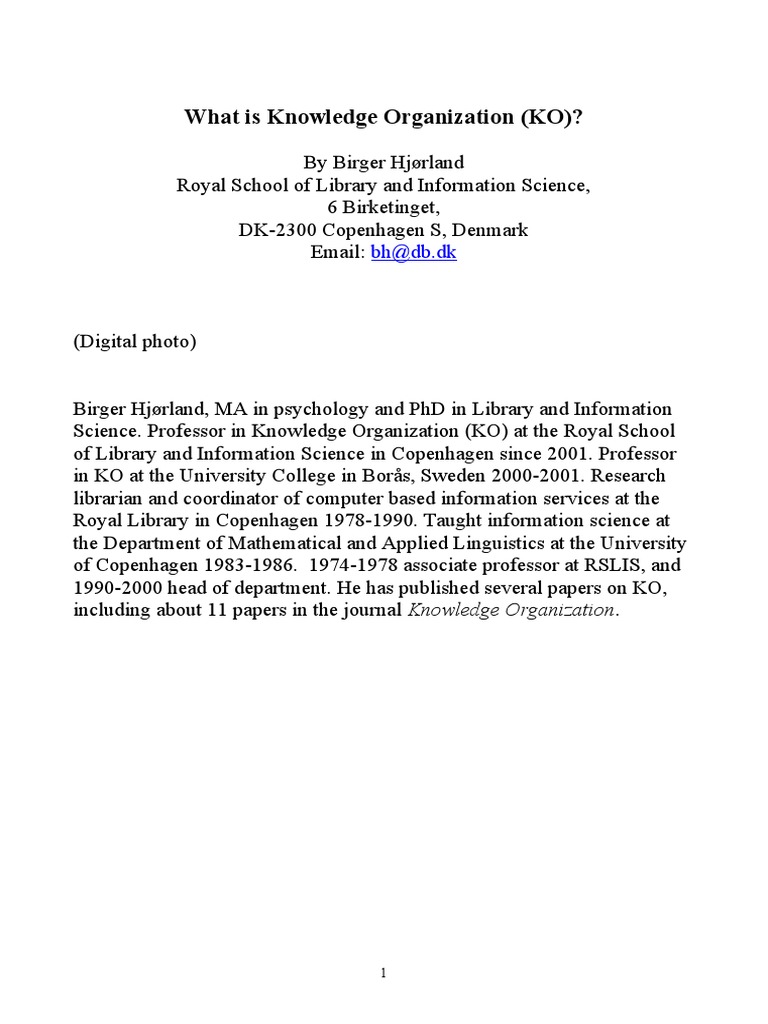 What Is Knowledge Organization Finalrev Correctedc | PDF | Information ...