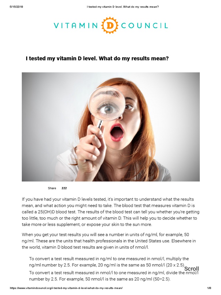 I Tested My Vitamin D Level. What Do My Results Mean PDF Vitamin D