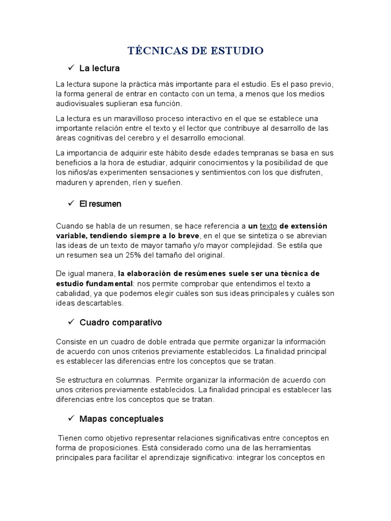 Técnicas de Estudio Efectivas y Estilos de Aprendizaje | PDF ...