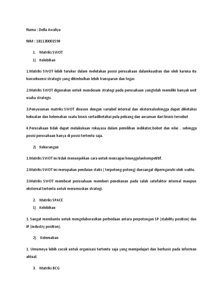 Matriks SWOT | PDF