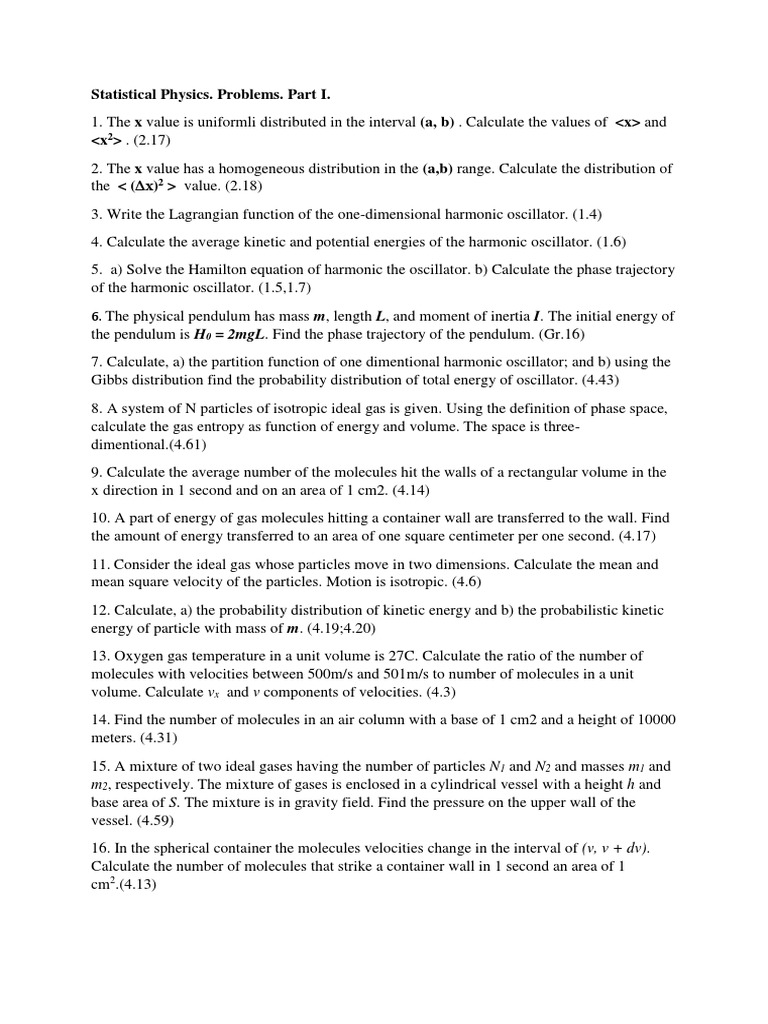 STATISTICAL PHYSICS PROBLEMS AND SOLUTIONS intelligence overview