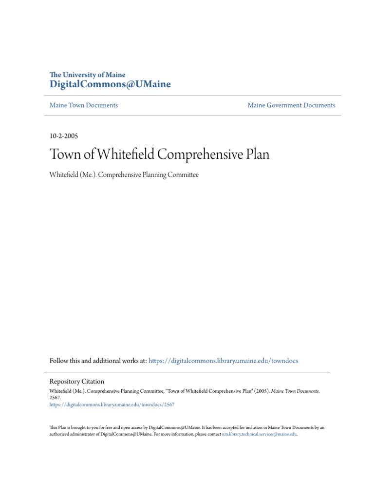 Town of Whitefield Comprehensive Plan PDF Taxes Water