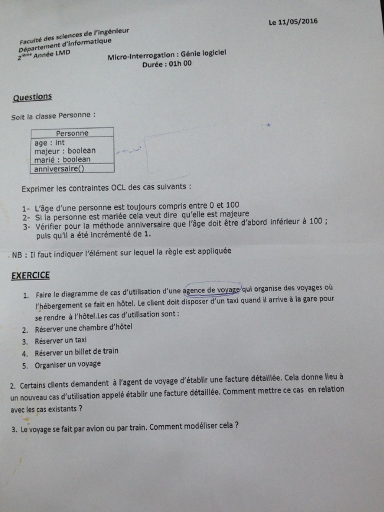 Interrogation GL1 Univ Annaba 2015-2016 | PDF