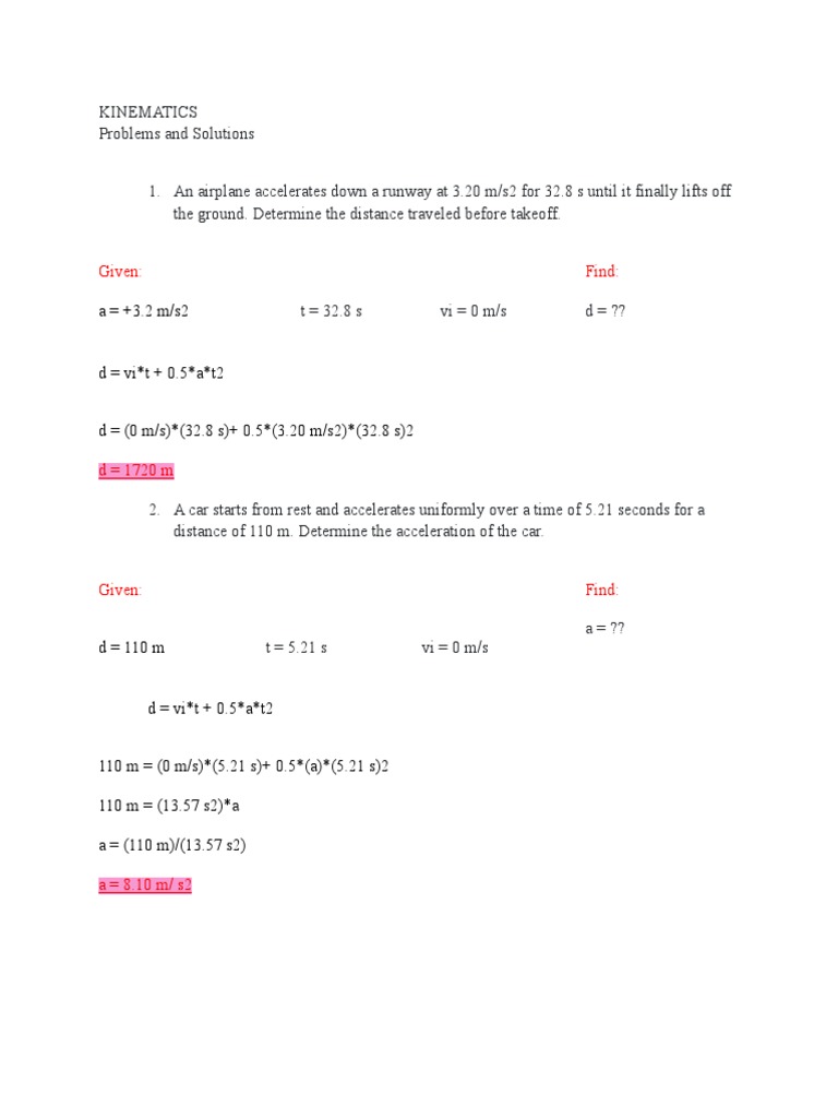 Kinematics and Dynamics Problem Set | PDF | Collision | Momentum