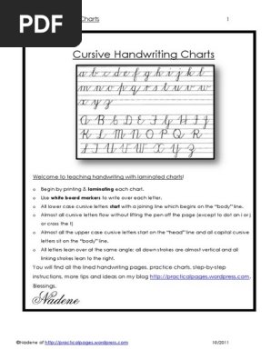 Cursive Handwriting Charts