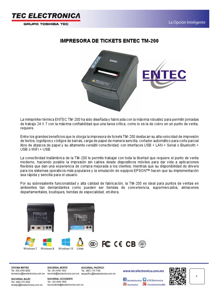 TM 200 | PDF | Impresora (Computación) | USB