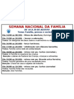 semana da familia programação