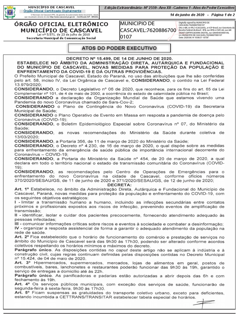 Órgão Oficial Eletrônico Município de Cascavel: Atos Do Poder Executivo ...