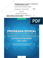 Programa Estatal de Prevencion Social de La Violencia y La Delincuencia Actuar Es Prevenir 20014-2018 (Jun 2014)