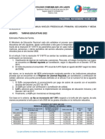 Circular N°43. Tarifas Educativas 2022