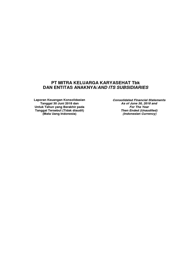 Mitra Keluarga Karyasehat TBK (Q2 - 2018) | PDF