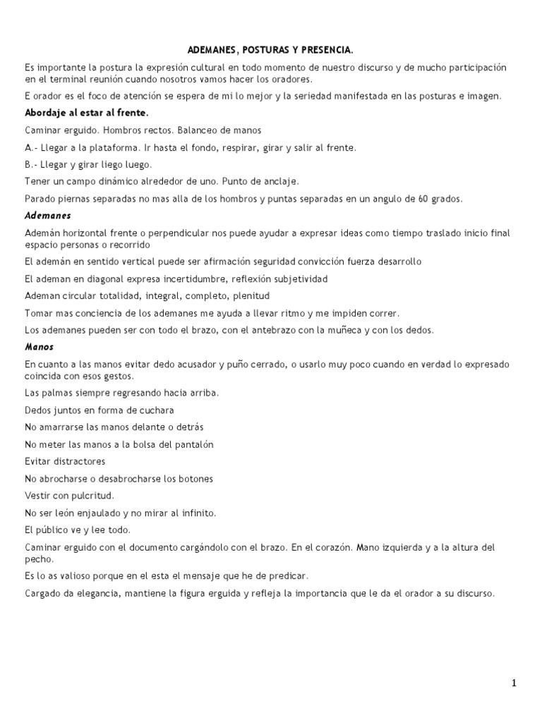 Importancia de Ademanes en Oratoria | PDF | Crecimiento personal y ...