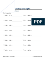 Grade 5 Multiplying Decimals Mentally A