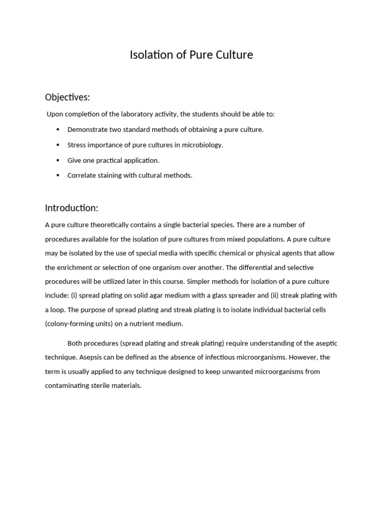 Techniques for Pure Culture Isolation | PDF | Growth Medium | Laboratories