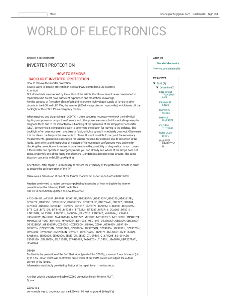 World of Electronics - Inverter Protection | PDF | Power Inverter ...