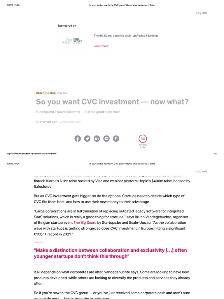 So You What CVC Investment. Now What PDF