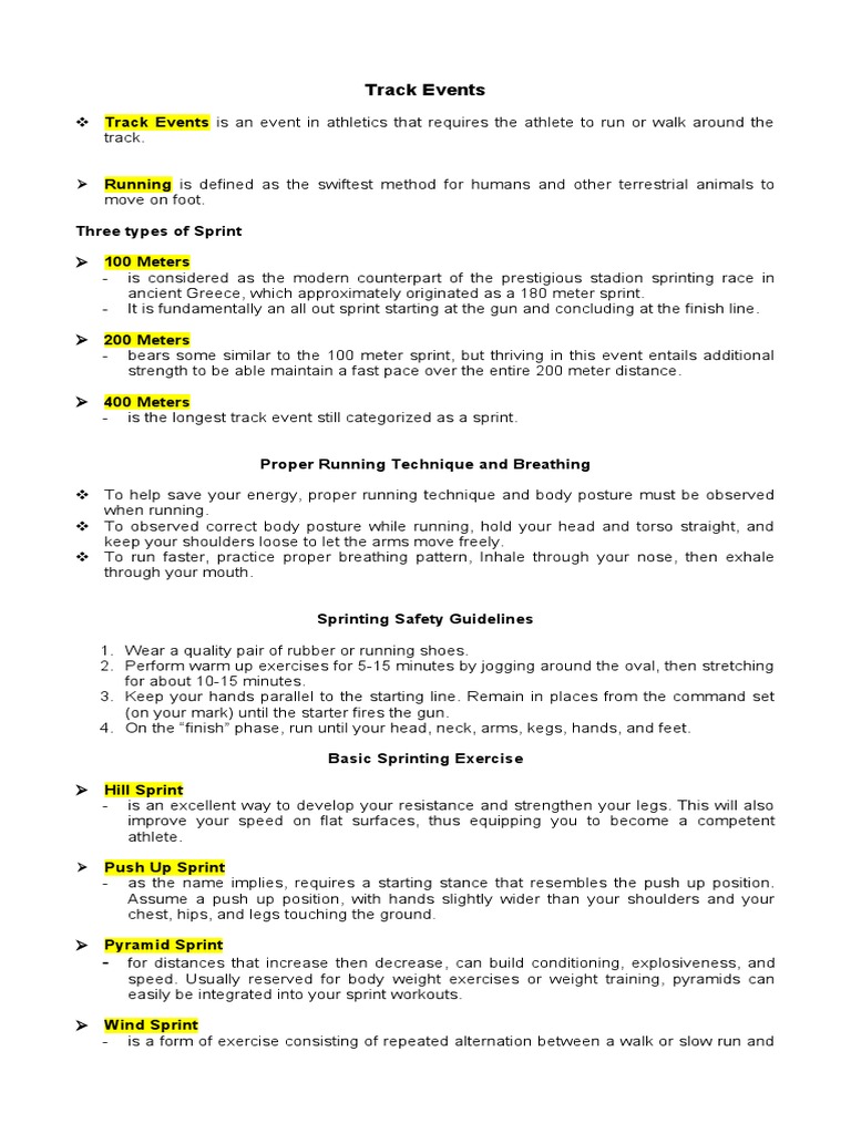 Outline Track Events | Download Free PDF | Track And Field | Running