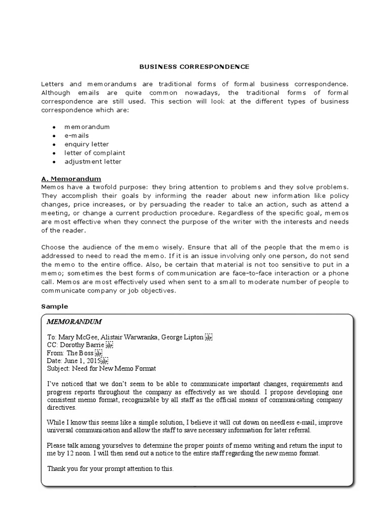 Effective Business Correspondence Guide | PDF | Memorandum | Advertising