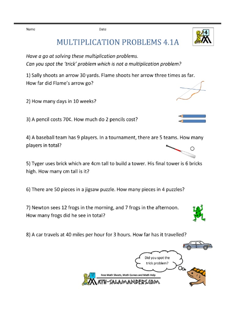 Grade 4 Word Problem Worksheets | PDF