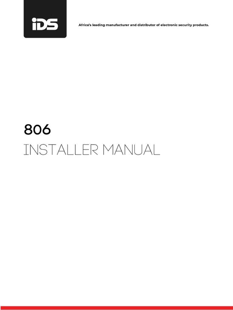 IDS 806 Installer Manual Overview | PDF | Telephone Number | Telephone