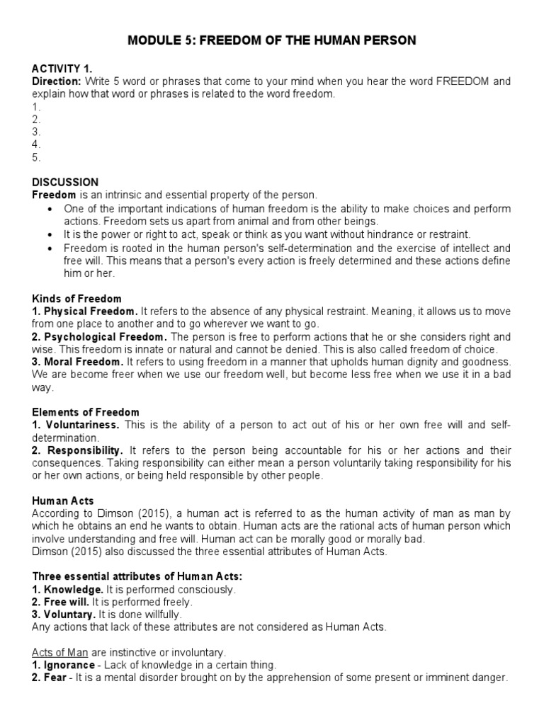 MODULE 5 and 6 | PDF | Free Will | Choice