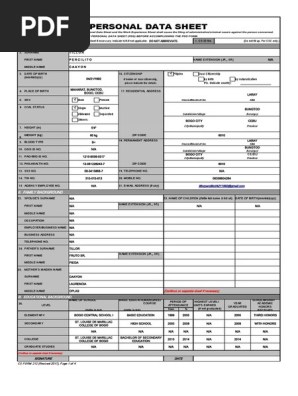 PERSONAL DATA SHEET