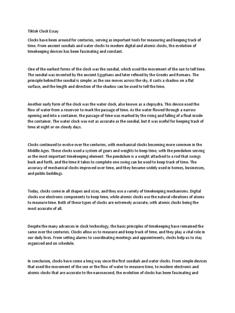 Tiktok Clock Essay PDF