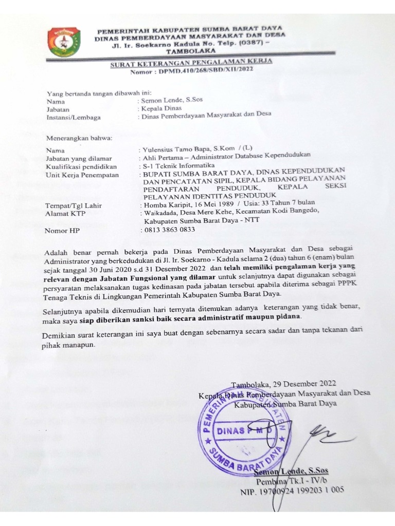 Surat Pengalaman | PDF