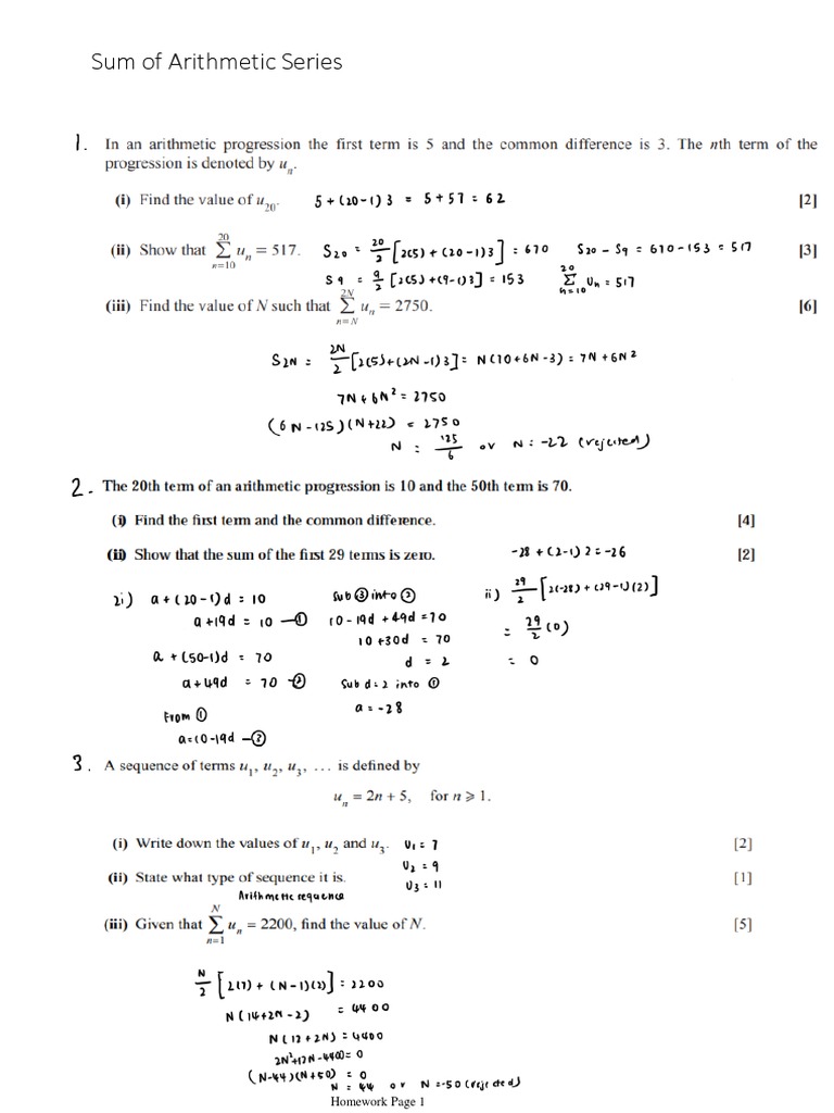 Sum of Arithmetic Series | PDF