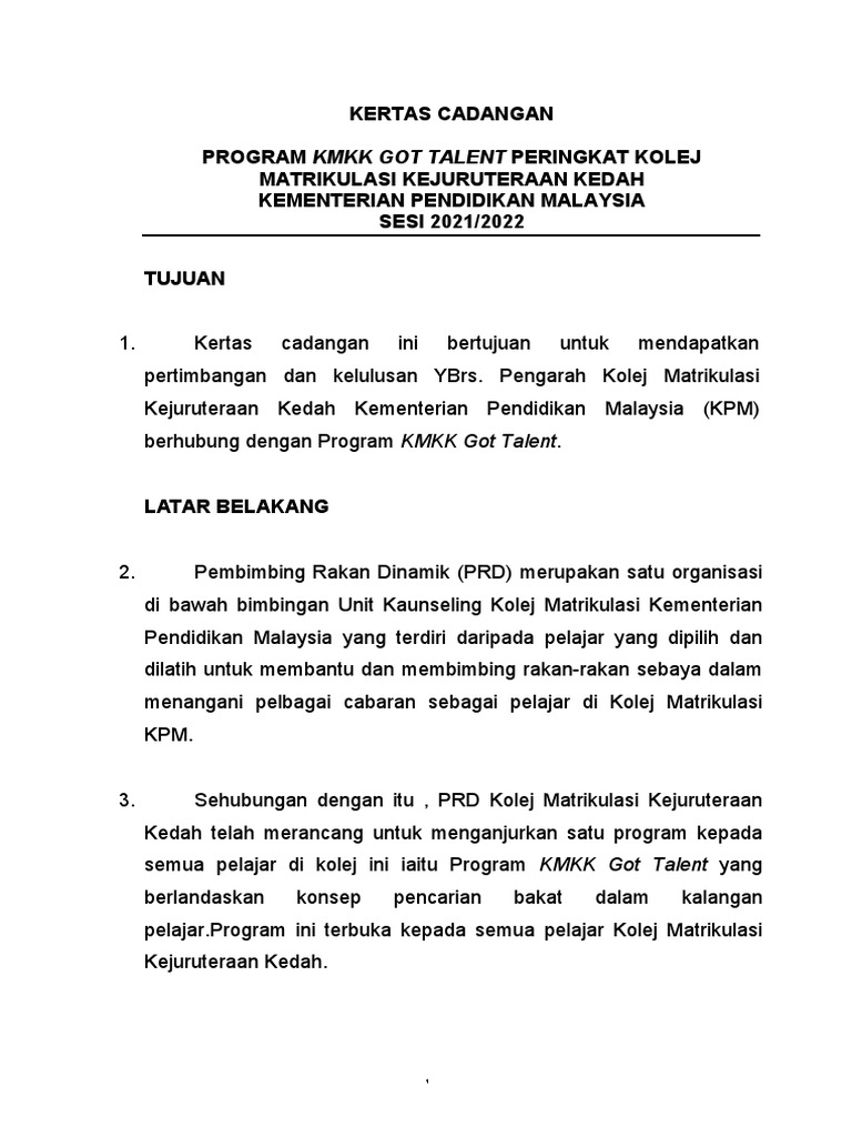 Program KMKK Got Talent 2021 | PDF | Seni