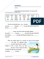 Grade 5 Writing With Prepositions A