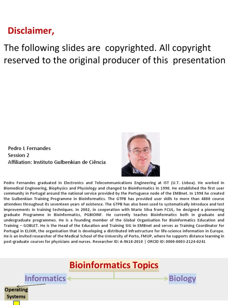 Lec1 Bioinformatics Topics. 1 Informatics PDF Bioinformatics Statistics