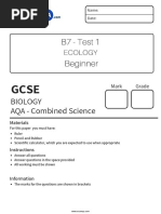 AQA GCSE Combined B7 Test 1 Beginner QP Unlocked