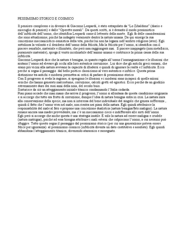 PESSIMISMO STORICO E COSMICO PDF