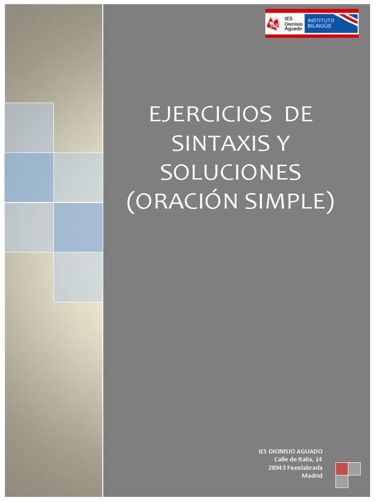 Ejercicios Soluciones Sintaxis Oracion Simple Pdf Asunto Gramática