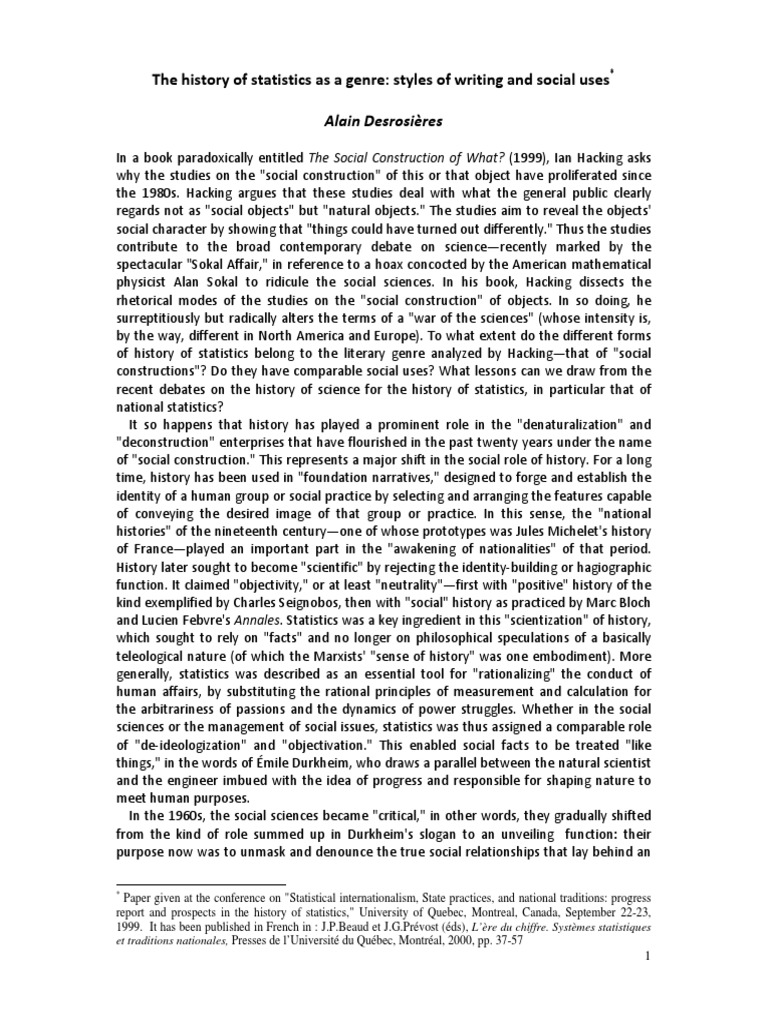 Desrosieres 2000 CASTELLANO PDF Science Statistics