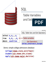 SQLTable Vars Set Ops