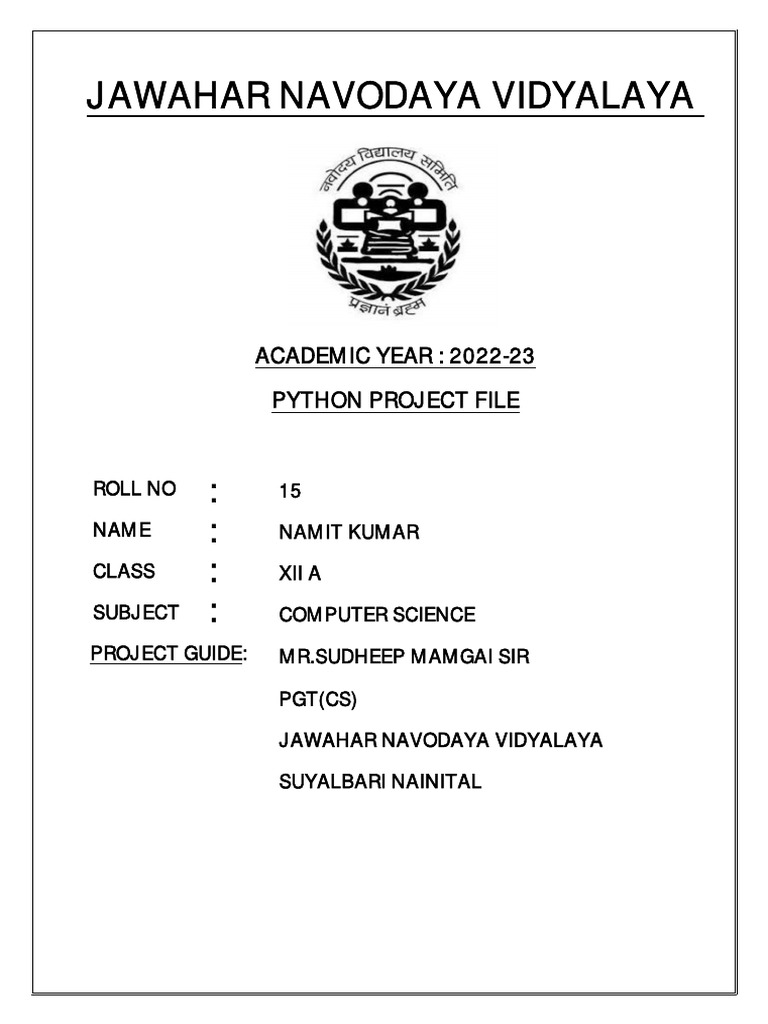 Computer Science Project Work Class 12 | PDF | Advanced Micro Devices ...
