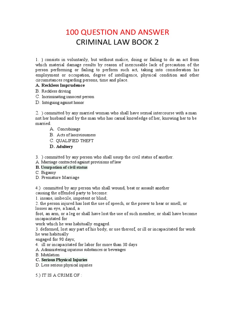 criminal-law-questions-and-answers-analyzing-offenses-against-persons