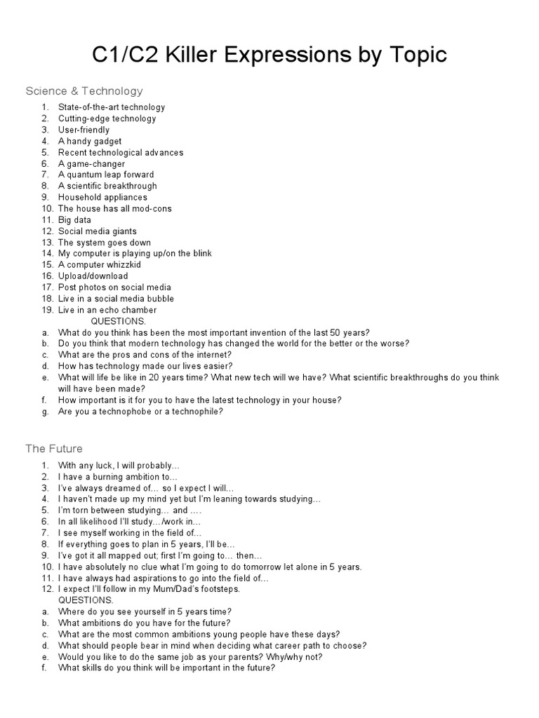 C1/C2 Expressions by Topic Guide | PDF | Greenhouse Gas