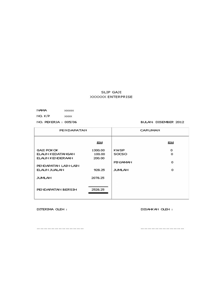 Contoh Slip Gaji PDF