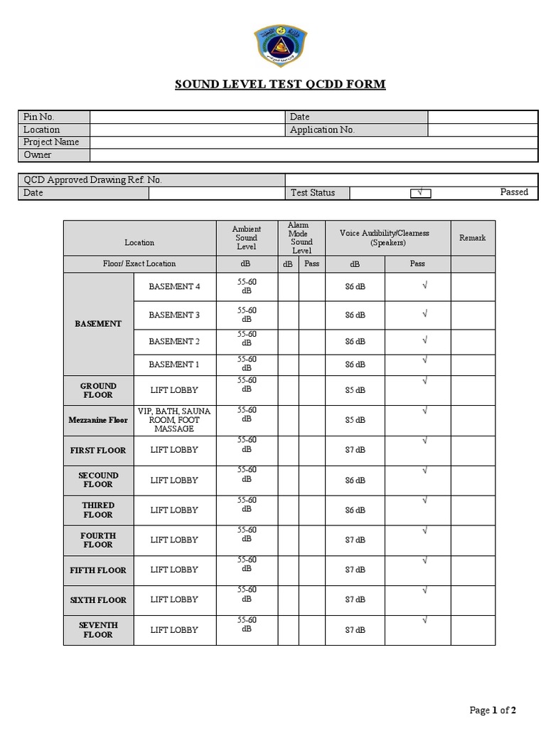 Sound Level Test Report | PDF