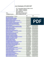 Lista Estudantes ENADE 2007 UFMG Medicina Veterinária